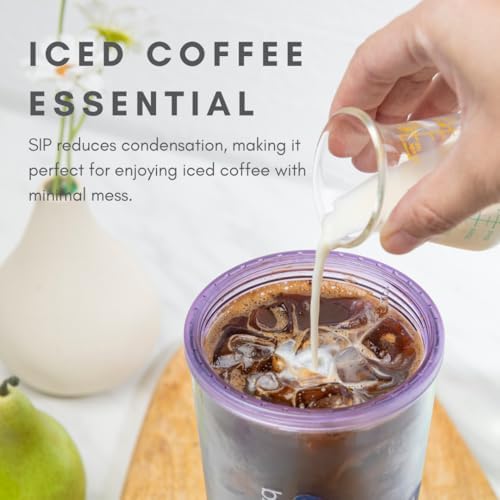 bzyoo 24oz Plastic Tumbler Cup, Lid & Straw, Iced Coffee, Purple