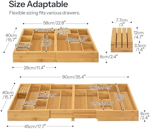 HOOBRO Large Silverware Organizer Kitchen Drawer Organizer, Magnetic