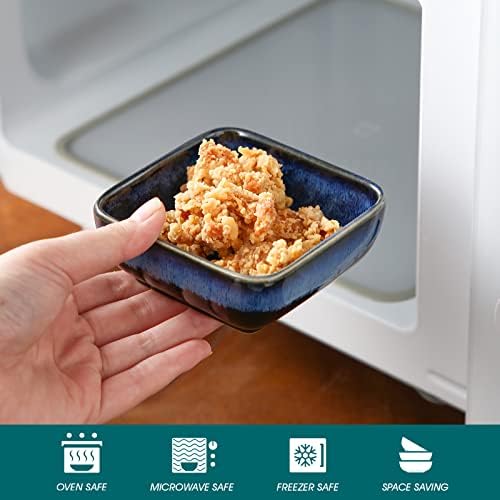 vancasso Stern 6 Oz Dipping Bowls Set of 4, 3.7" Square Soy Sauce Dish
