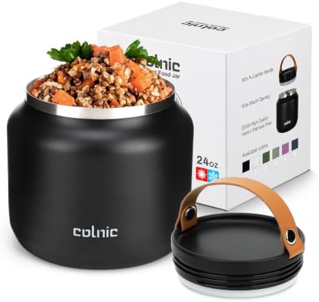 Vacuum Insulated Food Jar Wide Mouth Food Thermo丨24oz丨Matte Black