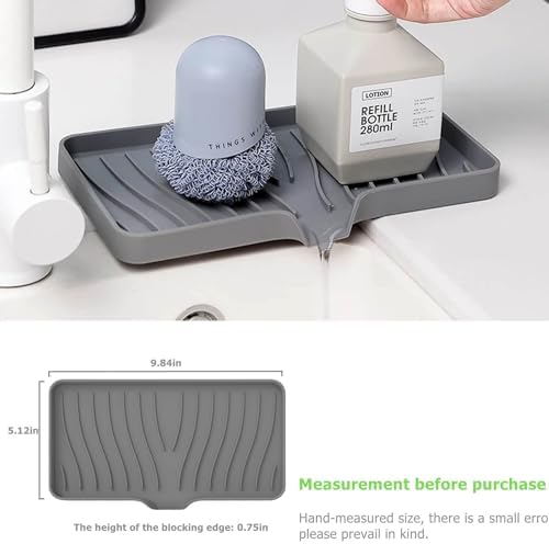 Silicone Draining Mat for Kitchen Sink, Sink Splash Guard, 9.6′′