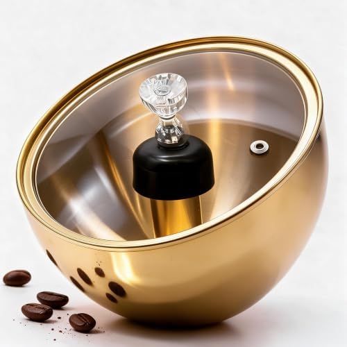 1.8L Espresso Knock Box with Glass Lid, Magnetic Knock Bar, Gold