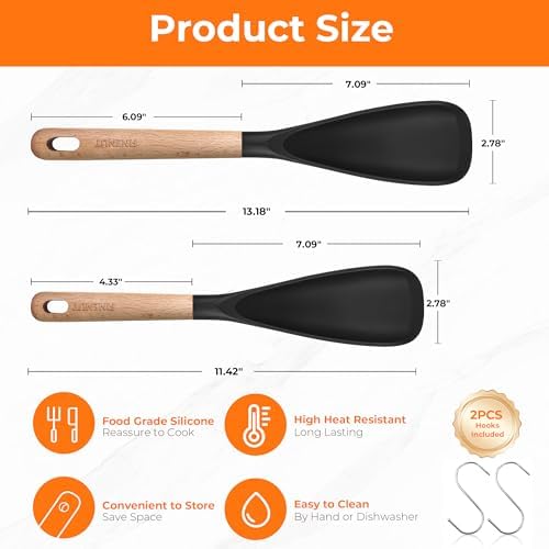 13" & 11" Silicone Cooking Spoons, 2-Pack