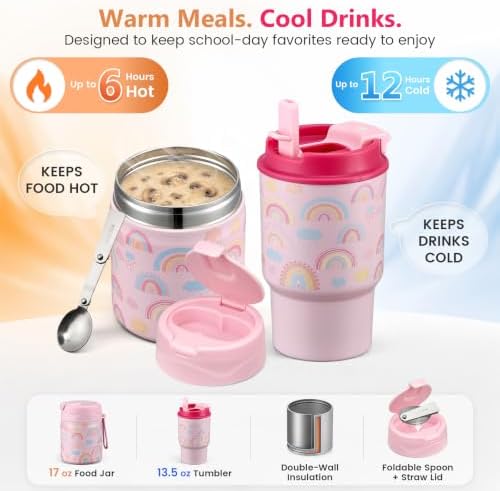 Pawtong Lunch Box Set with Bento Box Container, 17OZ Stainless Steel