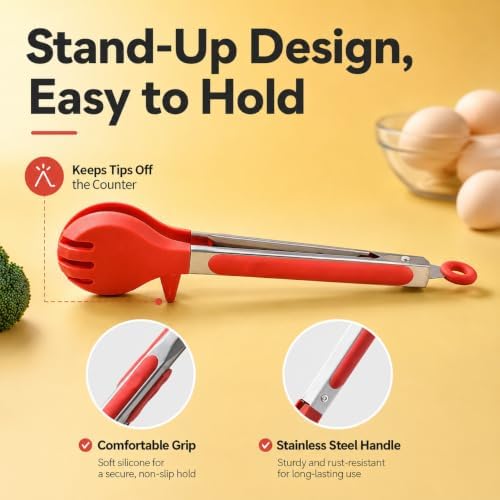 Silicone Kitchen Tongs, 2 Pack, 10 Inch