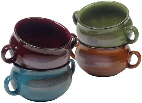 Stoneware 24oz Reactive Glaze Soup Crocks Set of 4: Perfect for soups