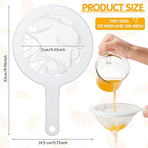 Zopeal 2 Pcs Ultra Fine Mesh Plastic Strainer for Kefir Grain, 120/200