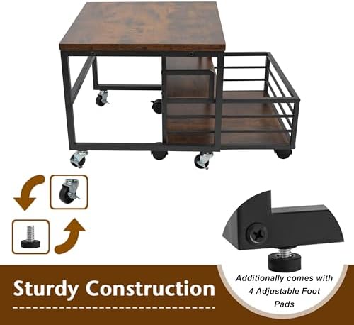 Mini Fridge Stand with Storage Moblie Fridge Table with Drawer Basket