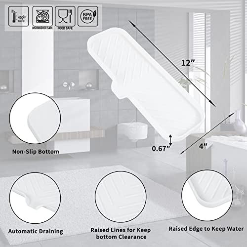 MicoYang Silicone Soap Dish, White, 12"×4"