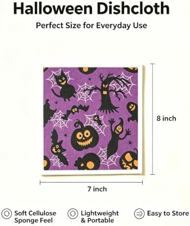 Halloween Christmas Swedish Dishcloth Set: 6 Pcs Holiday Kitchen