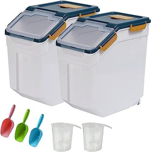 25LB Large Flour Storage Container Bin,2 Pack Airtight Plastic with