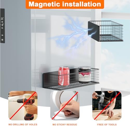 2Pack Magnetic Basket Organizer Holder for Fridge Magnetic Storage Bin