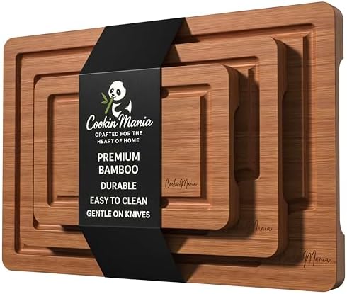 Bamboo Cutting Board Set of 3 for Kitchen – Wooden Chopping Boards