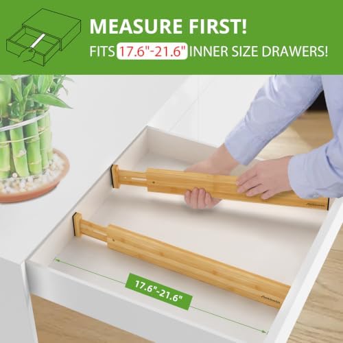 ANTOWIN Bamboo Drawer Dividers Organizers 16pcs, Expandable Drawer
