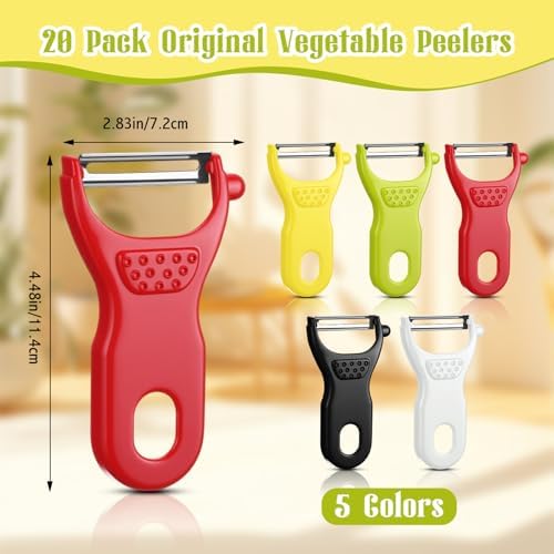 20 Pack Vegetable Peeler Bulk with Sharp Blade, 5 Colors Potato