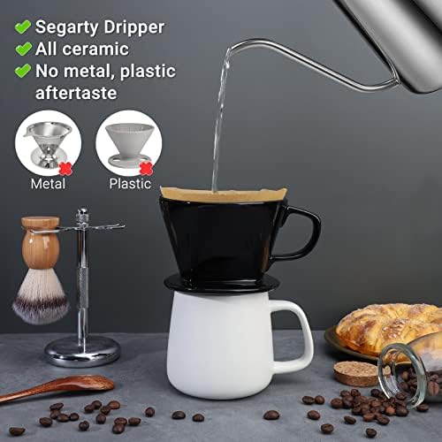 Segarty #2 Pour Over Coffee Maker, Single Cup Black Ceramic Coffee