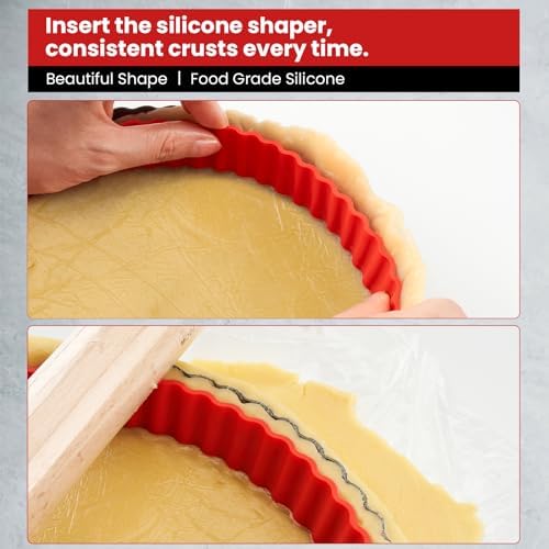 Tart Pan 9 Inch Removable Bottom,with Crust Shaper Ring, Non-stick