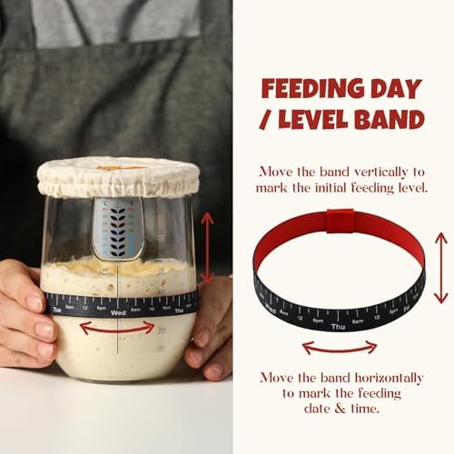 1 L (34 OZ) Glass Sourdough Starter Jar Kit