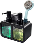 Kitchen Hand and Dish Soap Dispenser Set with Sponge Caddy, Black