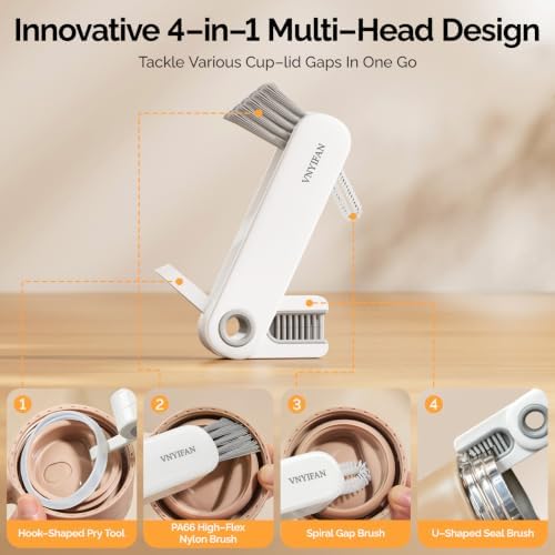 4 in 1 Cup Lid Gap Cleaning Brush Set, Water Bottle Cleaner Tool