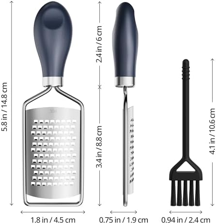 Lemon Zester, Mini Cheese Grater with Handle, 1.8"W x 5.8"L