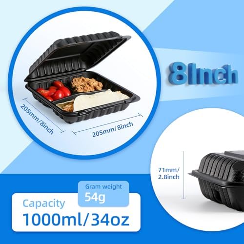 YANGRUI 8x8 34oz 55-Pack Shrink-Wrapped Ready to Use Meal Prep