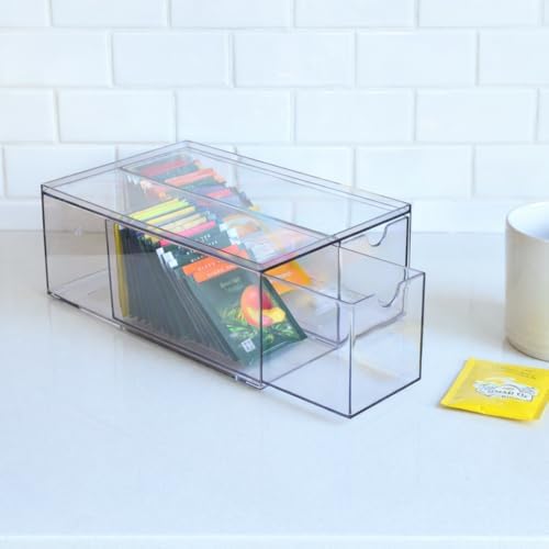 Youngever 4 Pack Plastic Tea Packet Organizers, Stackable Tea Bag