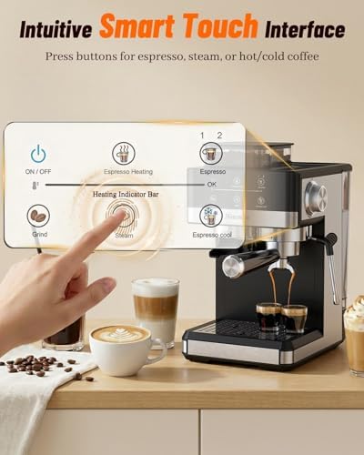 20 Bar Espresso Machine with Grinder and Milk Frother