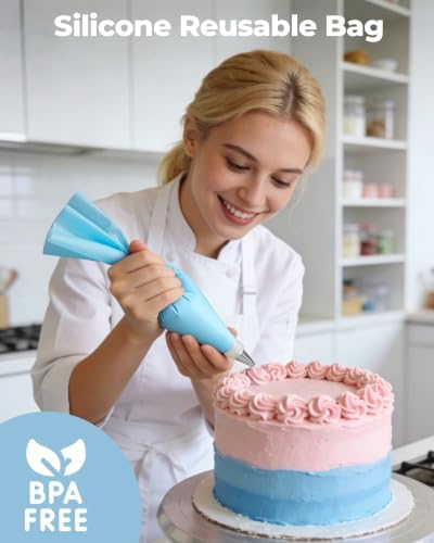 Kootek 124 Icing Piping Bags and Tips Set, Blue