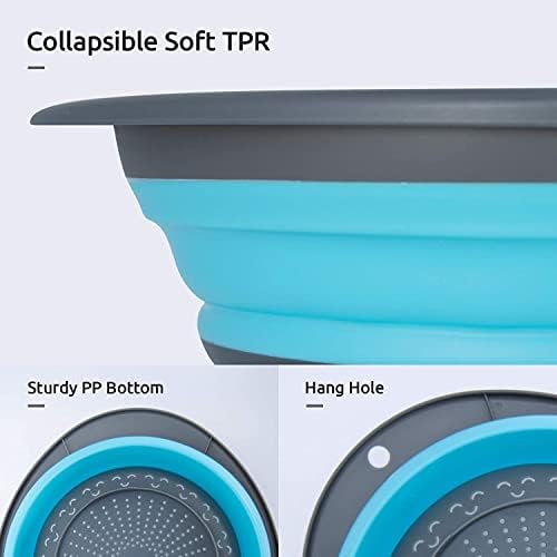 HmaxMork 5QT Silicone Collapsible Colander Set with Quick Draining