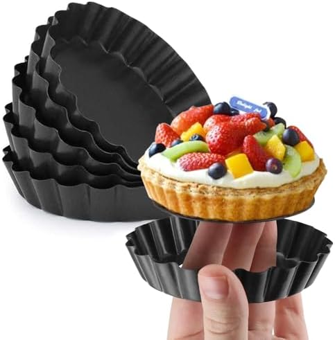 Gutsdoor 6 Pack Mini Tart Pan 4 Inch with Removable Bottom Quiche Pan