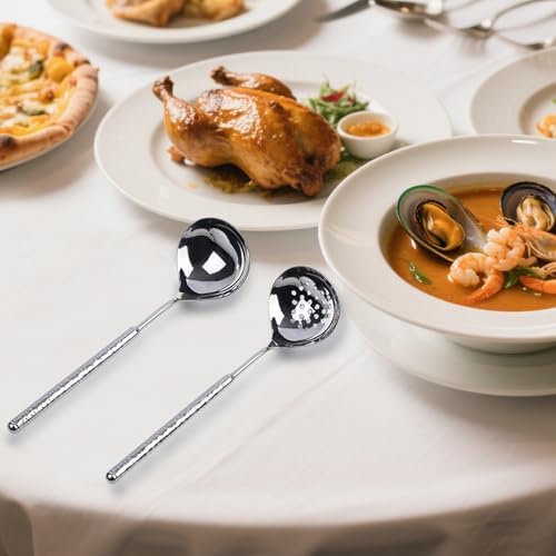 2-Pack Stainless Steel Soup Ladle and Slotted Spoon Set
