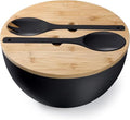 12.6" Extra Large Salad Bowl with Lid, 8.4QT Nature Bamboo Fiber