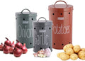HAZEL Onion Potato Garlic Storage Container Set of 3 | Galvanized