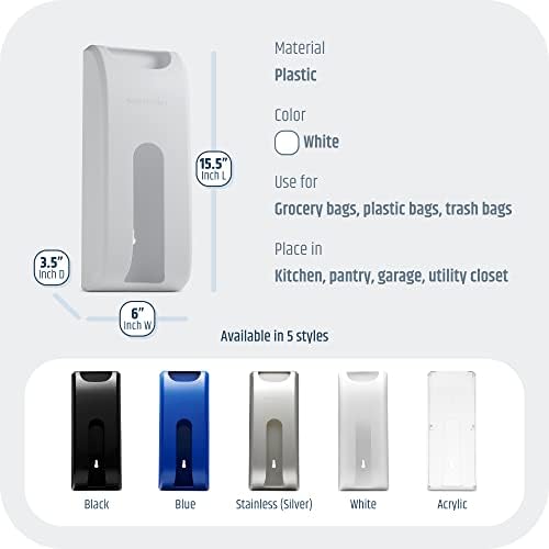 Wall-Mounted Plastic Bag Holder & Grocery Bag Organizer / Dispenser