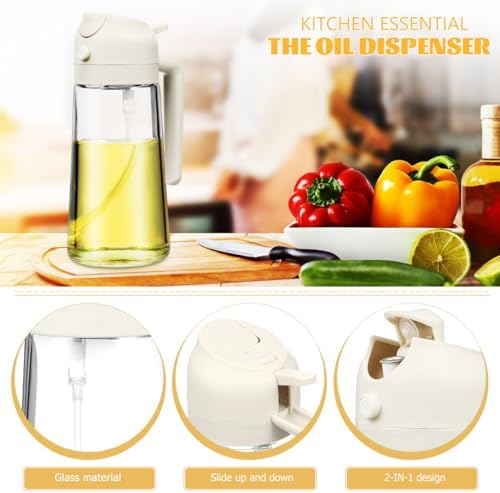 Ciieeo Olive Oil Dispenser and Sprayer, 2-in-1 Glass Bottle