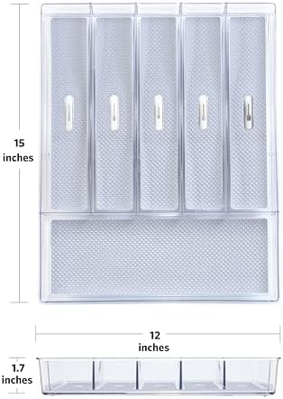 Glad Clear Plastic Silverware Drawer Organizer, 6 Compartments