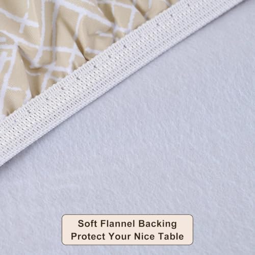 LIBERECOO Round Vinyl Fitted Tablecloth with Flannel Backing Elastic