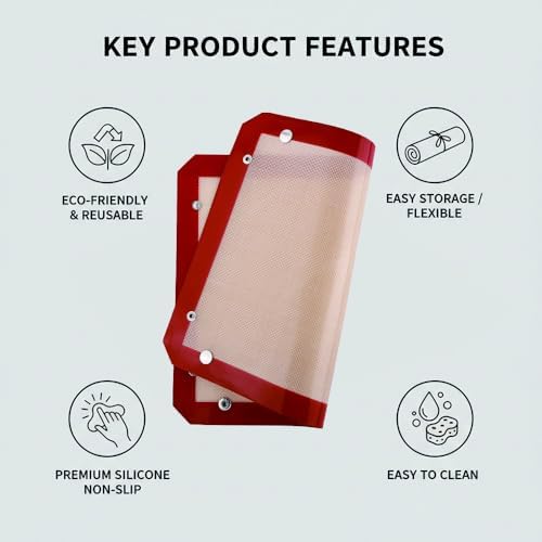 2 Pcs Silicone Baking Mat with Buckle, 11.81 x 15.75in