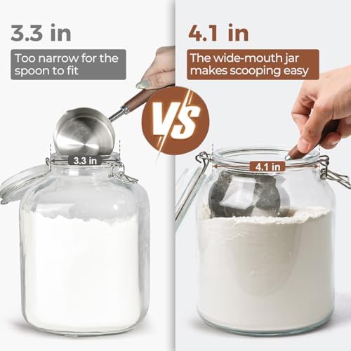 ComSaf Glass Pantry Jars with Airtight Lids 0.7 Gallon 2 Pack Wide