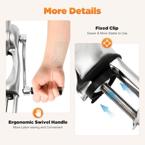Stainless Steel Rotary Grater with 5 Drum Blades and Clamp