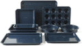 Calphalon Legacy 10-Pieces Nonstick Bakeware Set PFOA-Free, Baking Sheet Set, Baking Pans Set, Carbon Steel Bakeware Pans Collection, High-Heat Oven Safe, for Cookies, Cakes, and Muffins -Navy Blue