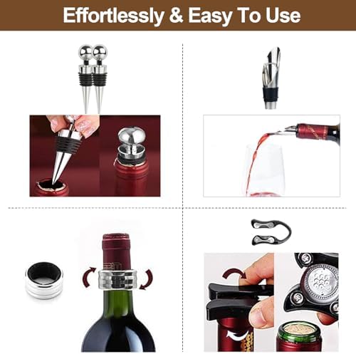 Wine Bottle Opener Gift Set - 8 PCS Corkscrew Opener with Wood Case