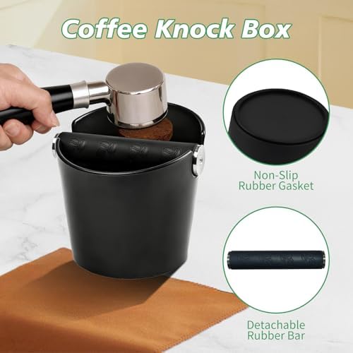 Espresso Accessories Kit,4.8 Inch Knock Box Kit with Tamping Mat,WDT
