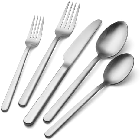 Matte Silver 20-Piece Forged Flatware Set for 4, 18/10 Stainless Steel