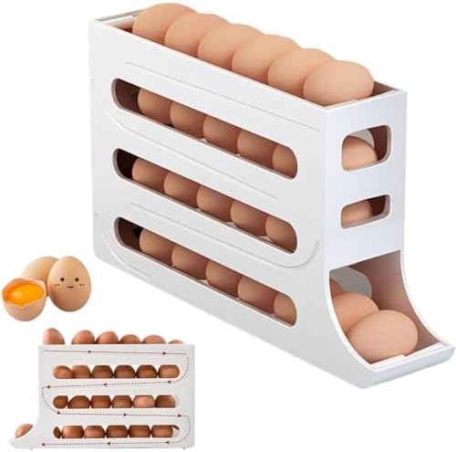 30 Eggs Egg Holder For Fridge Auto Rolling Fridge Egg Organizer,4