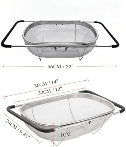 4qt Stainless Steel Oval Strainer Basket Colander, Over The Sink