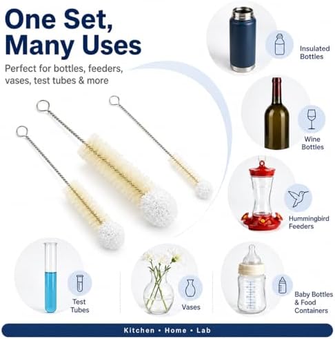 Multi-Use Bendable Bottle Brush Set - Small Crevice Cleaning Brushes