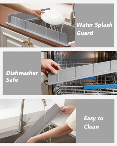 Silicone Sink Water Splash Guard 20" 28" with Strong Suction Cups