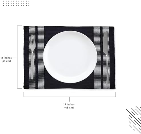 Encasa XO Placemats, Fine Ribbed Cotton Table Mats 18"x13"